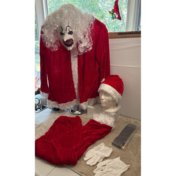 Scary Art Clown Santa Haloween Costume Cosplay Outfit Mask Accessories Size Med - Picture 14 of 14